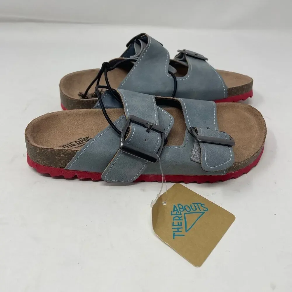 NWT Thereabouts Noyo Sandals Girls 4 MED Slip On Open Toe Faux Suede Buckles